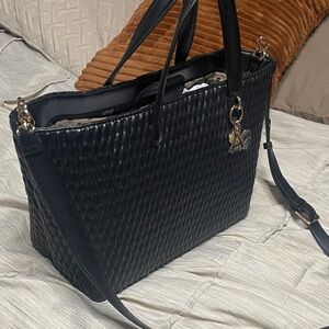 Anne Klein Black Textured Tote Bag